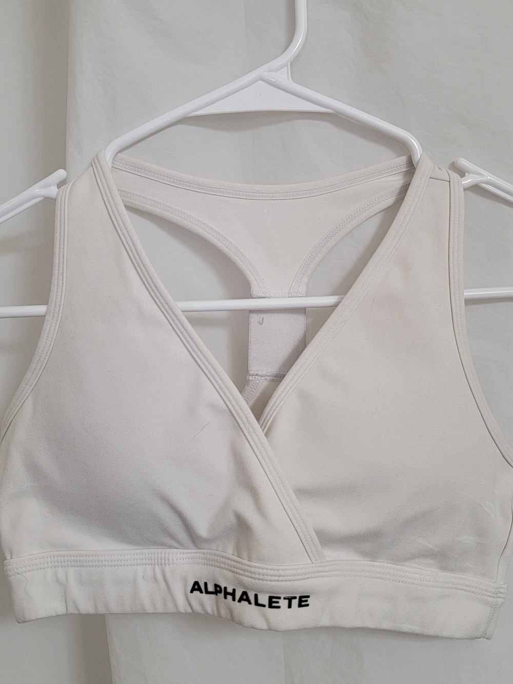 Alphalete Cream Wrap-Style Sports Bra with Racerback